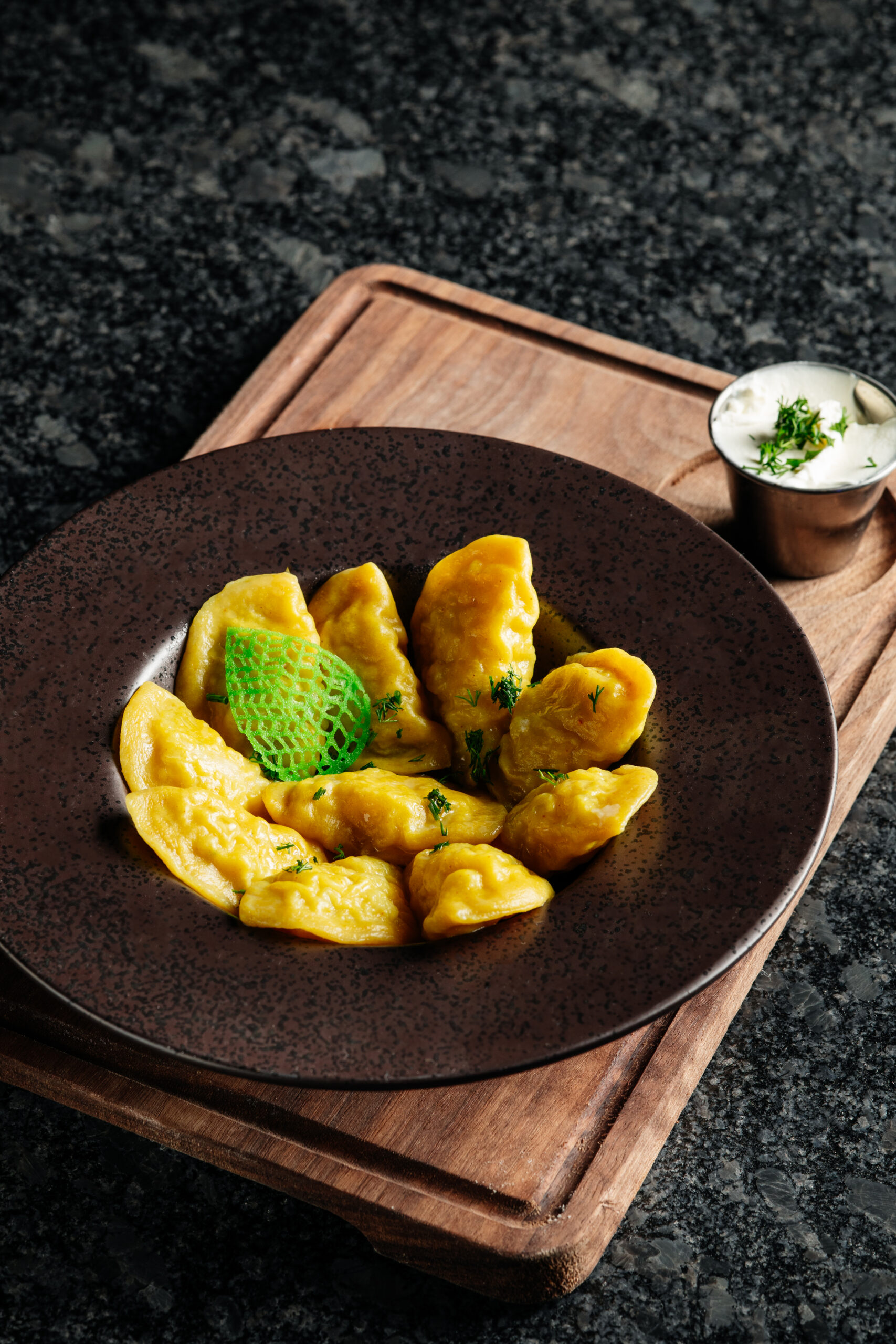 Golden Varenyky at RIZZ Lounge & Grill